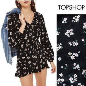Topshop Floral Wrap Frill Romper